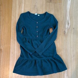 GAP Green Waffle Knit Dress with Button Accent